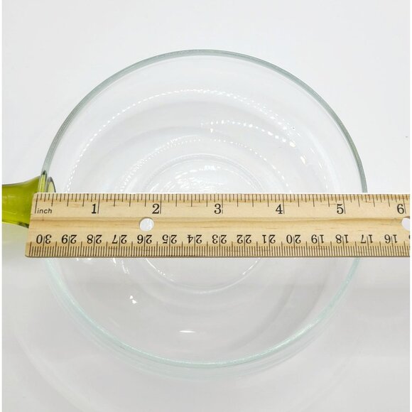 Depression Nappy Bowl Handblown Serving Art Glass Green Handle Vtg MCM - Picture 5 of 9